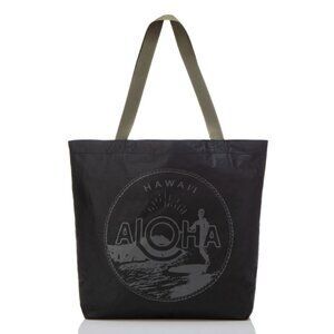 Aloha Collection Reversible Tote, Aloha Waikiki Seal, charcoal/black